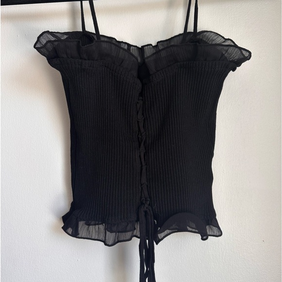 Super Cute Black Ribbed Tank - Picture 3 of 4